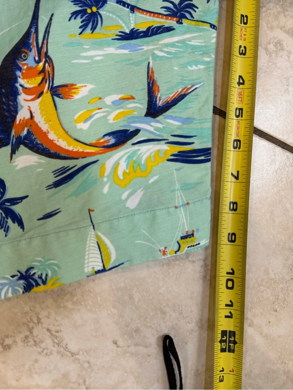 Polo Ralph Lauren Mens Classic Fit Shorts, Teal With Fishing/Beach Scene, SZ 44B